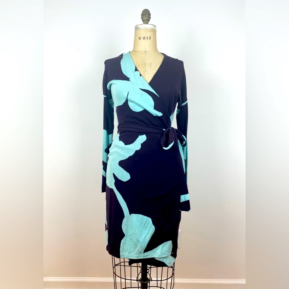 DVF Graphic Knit Wrap Dress